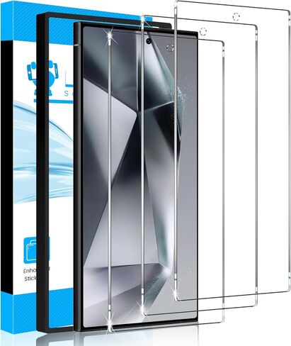 عبوة من 3 قطع من LYWHL لهاتف Samsung Galaxy S24 Ultra واقي شاشة من الزجاج المقوى مع إطار سهل التركيب، خاصية اللمس الحساس وبصمة الإصبع، مقاومة للكسر من الدرجة العسكرية، متينة وخالية من الفقاعات in Kuwait