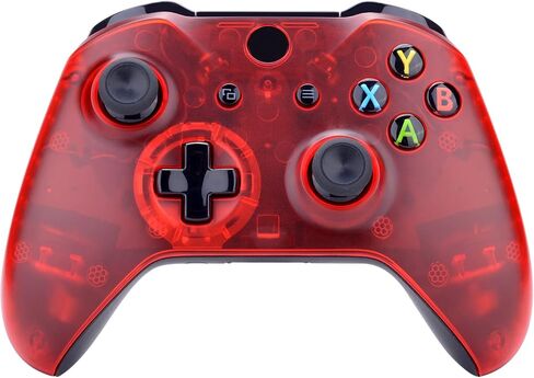 eXtremeRate Solid Clear Red Front Housing Shell Case for Xbox One S/X Controller, Custom Faceplate Cover Replacement Kit for Xbox One S/X Controller (Model 1708) - Controller NOT Included in Saudi Arabia