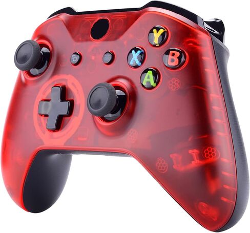 eXtremeRate Solid Clear Red Front Housing Shell Case for Xbox One S/X Controller, Custom Faceplate Cover Replacement Kit for Xbox One S/X Controller (Model 1708) - Controller NOT Included in Saudi Arabia