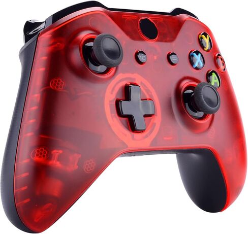 eXtremeRate Solid Clear Red Front Housing Shell Case for Xbox One S/X Controller, Custom Faceplate Cover Replacement Kit for Xbox One S/X Controller (Model 1708) - Controller NOT Included in Saudi Arabia