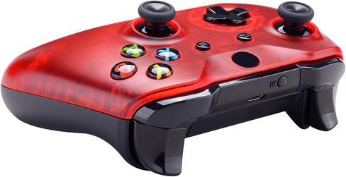 eXtremeRate Solid Clear Red Front Housing Shell Case for Xbox One S/X Controller, Custom Faceplate Cover Replacement Kit for Xbox One S/X Controller (Model 1708) - Controller NOT Included in Saudi Arabia