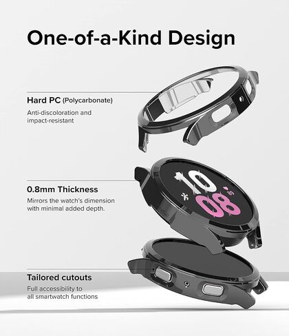Ringke Slim [مادة مضادة للاصفرار / عبوتان] متوافق مع حافظة Samsung Galaxy Watch 5 مقاس 44 مم لغطاء شفاف صلب وبسيط + لون إضافي للنساء والرجال - شفاف + أسود in Saudi Arabia