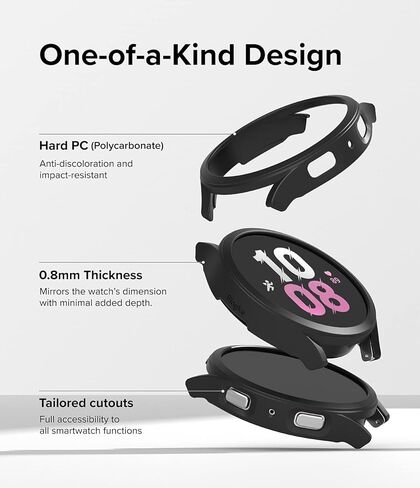 Ringke Slim [مادة مضادة للاصفرار / عبوتان] متوافق مع حافظة Samsung Galaxy Watch 5 مقاس 44 مم لغطاء شفاف صلب وبسيط + لون إضافي للنساء والرجال - شفاف + أسود in Saudi Arabia