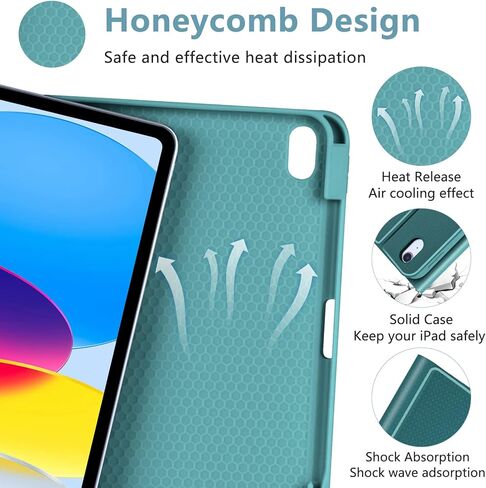 حافظة aMZCaSE لجهاز iPad الجيل العاشر مع لوحة مفاتيح (10.9 بوصة، 2022)، إضاءة خلفية 7 ألوان، لوحة مفاتيح لاسلكية قابلة للفصل مع حامل أقلام لجهاز iPad الجديد الجيل العاشر 2022، الموديل: A2696 A2757 A2777، أخضر داكن in Kuwait