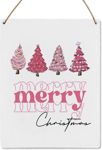 UYIKG Red and Green Christmas Trees Wall Decorations Wooden Signs for Home Porch Door Bedroom 8x10 Inch in Kuwait