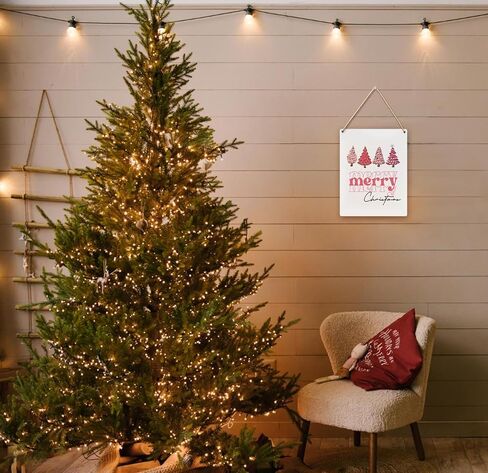 UYIKG Red and Green Christmas Trees Wall Decorations Wooden Signs for Home Porch Door Bedroom 8x10 Inch in Kuwait