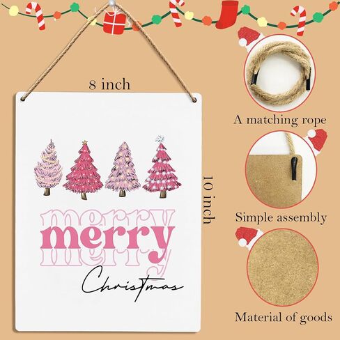 UYIKG Red and Green Christmas Trees Wall Decorations Wooden Signs for Home Porch Door Bedroom 8x10 Inch in Kuwait