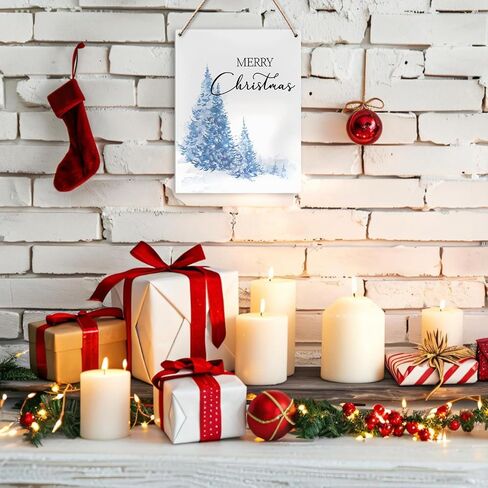 UYIKG Red and Green Christmas Trees Wall Decorations Wooden Signs for Home Porch Door Bedroom 8x10 Inch in Kuwait