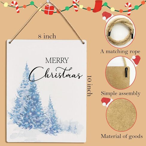 UYIKG Red and Green Christmas Trees Wall Decorations Wooden Signs for Home Porch Door Bedroom 8x10 Inch in Kuwait