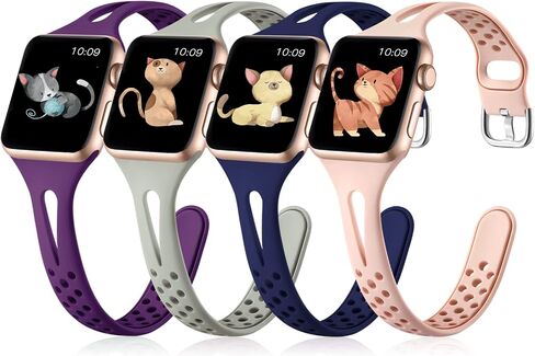 Getino Compatible with Apple Watch Bands 38mm 40mm 41mm 42mm 44mm 45mm 46mm 49mm for Women Men, Soft Durable Breathable Thin Slim Narrow Band for iWatch Series 11 10 9 8 7 6 5 4 3 2 1 Ultra SE 3/2/1 in Saudi Arabia