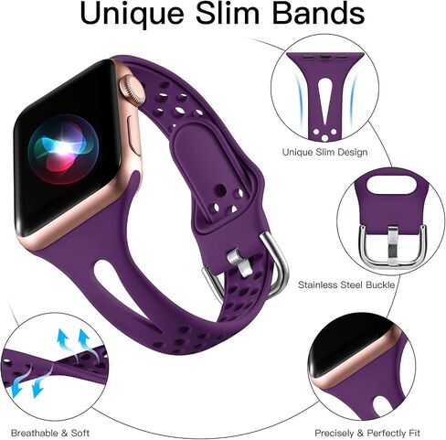 Getino Compatible with Apple Watch Bands 38mm 40mm 41mm 42mm 44mm 45mm 46mm 49mm for Women Men, Soft Durable Breathable Thin Slim Narrow Band for iWatch Series 11 10 9 8 7 6 5 4 3 2 1 Ultra SE 3/2/1 in Saudi Arabia