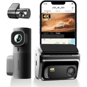 DDPAI 3 Channel 2160P+1440P+1080P Front Rear and Inside Dash Cam Dashcam with Start Reminder Night Vision 5G WiFi APP Control Extended 24 Hours Parking Monitor Support 512GB TF Card, Z60 πLink