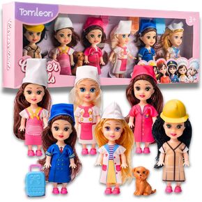 Little Dolls Set with Mini Princess Dolls for Girls – Princess Toy Dolls for Dollhouse – Small Doll Mini Princess Figures with Tiaras, Shoes, and Accessories – Tiny 6" Miniature Mini Dolls Set