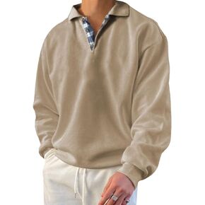 Men’s Classic Polo Shirt Long Sleeve Pullover Gentleman Ocean Sweatshirts Lightweight Casual Tops