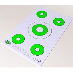 Red Dot Optics Style 8: Five Targets per Sheet by EZ2C Targets | Paper Targets | High Visibility Firearms and Rifles Targets 11" x 17" (25 Count)