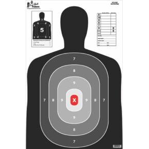 Pro Shot Silhouette Target, Red/Grey/Black on White, 23" x 35"