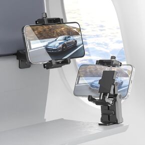 KDD Airplane Phone Holder Mount, Portable Travel Essentials Cell Phone Stand with 360° Rotation, Plane Travel Handsfree Must Have, Universal Flying Accessory for iPhone 16 15 14 13 12 Pro Max Plus