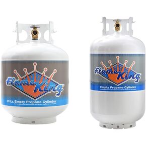 Flame King YSN201b 20 Pound Steel Propane Tank Cylinder with Type 1 Overflow Protection Device Valve, for Grills and BBQs, White