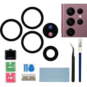 for Samsung Galaxy S22 Ultra 6.8inch 1 Set(5PCs) Back Rear Camera Lens Glass Replacement with Preinstalled Adhesive and Reparing Toolkit