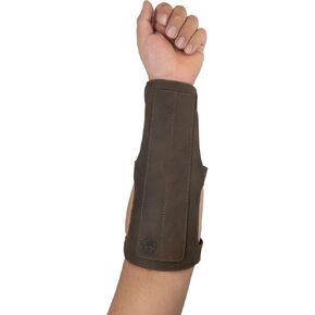 3-Buckle Archery Bracer, Forearm Protector for Bow Shooting Practice, Armband, Wrist Guard, Adjustable Buckle Straps, Full Grain Leather, Handmade, Bourbon Brown