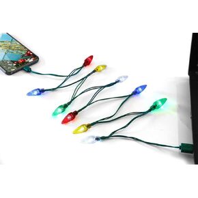 2024 LED Christmas Lights Phone Charging Cable,USB C to C Festive Bulb Charger, 50 Inch 10 Led Multicolor Cord for iPhone 16/16Pro Max/16Pro/iPhone 15/15Pro Max,Samsung Galaxy S24 Ultra/S23/Z Flip 6