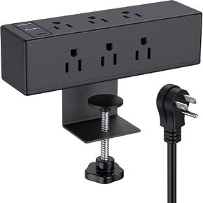 Desk Clamp Power Strip USB-C Port PD 20W Fast Charging Station,Desk Edge Mount Power Strip 3 USB A 1 USB C Ports, 8 AC Outlets Widely Spaced Desk Outlet Station, 6.6ft Power Cord. (8AC3A1C)