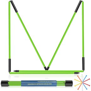 Golf Alignment Sticks 2 Pack, 48″Collapsible Practice Rods for Aiming/Putting, Golf Training Aid for Swing Trainer with Clear Tube Case, Red Foldable Training Rods with 10 Golf Tees