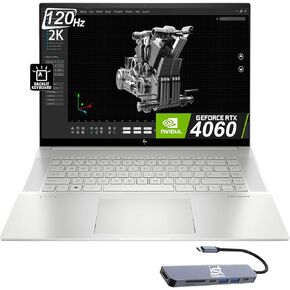HP Envy 16 16.0" 120Hz 2K Touchscreen (Intel 13th Gen i7-13700H, 64GB DDR5 RAM, 4TB SSD, GeForce RTX 4060 8GB), Business Laptop for Creator, Designer, Backlit, IST Hub, WiFi 6E, Win 11 Pro, Sliver