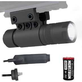 Monstrum Tactical 90 Lumens LED Flashlight with Rail Mount and Detachable Remote Pressure Switch