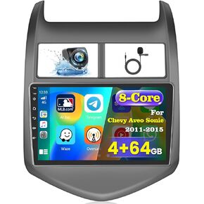 [4G+64G] Hikity Android 13 Stereo for Chevy Aveo Sonic 2011-2015, 9 Inch 1280x720 HD Touch Screen Wireless Carplay Radio with GPS Navigation Android Auto 32EQ DSP Backup Camera in Kuwait
