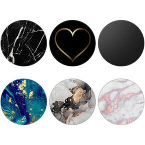 6 Pack Cellphone Phone Grip and Smartphones Stand, Collapsible Cell Phone Expanding Holder for Phone - Black Marble Heart Rose Gold, ZJ003