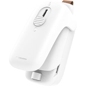 Compact Chip Bag Sealer, a 2 in 1 tool that includes a cutter for easy use. This handheld plastic heat seal vacuum sealer is perfect for sealing Mylar food storage bags in the kitchen.