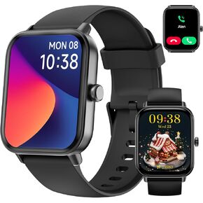 ساعة ذكية للرجال والنساء، جهاز تتبع اللياقة البدنية 1.8 بوصة، متوافق مع Android iPhone Alexa مدمج، مع مراقب النوم SpO2 لمعدل ضربات القلب، مقاومة للماء IP68، الرد على المكالمات وإجراء المكالمات، 120+ وضع رياضي in Kuwait