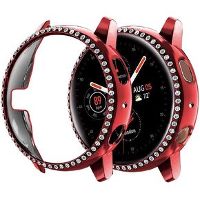 Compatible for Samsung Galaxy Watch Active 2 Case 40mm 44mm Crystal Shiny Rhinestone Bumper Shell Hard PC Frame Protective Case for Samsung Galaxy Watch Active 2 40mm 44mm Women Girls