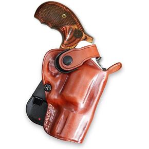 Leather Paddle OWB Revolver Holster with Retention Strap Fits S&W PC Mod.686 357 Mag 7-Shot Unfluted Cyl 2.5'' Barrel, R/H Draw, Brown Color #8489#