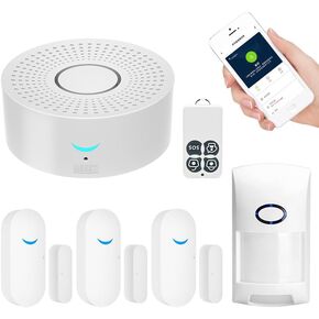 WiFi Door Sensor Chime Door Alarm When Opened, LED Indicators –Entry Alert Chime for Business/Home/Office(1 Receiver & 2 Door Sensors & 1 Remote Control)