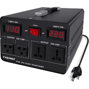 1500W Auto Recoginze Voltage Converter Transformer, Step Up/Step Down from 110V-220V / 220V-110V, Power Converters with US Outlets and Universal Outlets, Fully Grounded (Auto Transform 1500W)