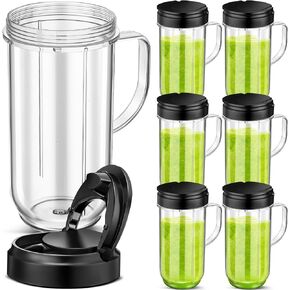 مجموعة أكواب خلاط رصاصة 6 قطع من Nuenen، أكواب بديلة كبيرة لخلاط الرصاص سعة 22 أونصة، أكواب خلاط رصاصة طويلة مع سطح قلاب ومقبض لملحقات خلاط عصارة جزء بديل لخلاط الرصاص in Kuwait