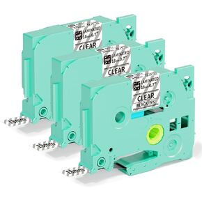 شريط ملصقات D480BT 4B11Z، بديل شريط ملصقات Brother المتوافق لشريط ملصقات Brother TZe المصفح P Touch 18 مم 0.7 بوصة أسود على شفاف لPTD400 PTD410 PTD460 PTD600 PTD610، 3 عبوات in Kuwait