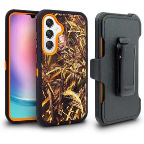 Rugged Design for Samsung Galaxy S24 Phone Case, Heavy Duty Constuction Shockproof with Belt Clip Holster Built in Screen Protector (Camo)