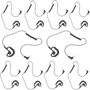 Listen Only Earpiece G Shape Soft Ear Hook Headset 3.5mm Plug Right Left Side Police Radio Surveillance Receiver for Baofeng Motorola Kenwood UV-5R APX 6000 7000 8000 Shoulder Mic(10Pack)