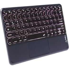 Generic Wireless Bluetooth Keyboard with Touchpad,Portable Ultra Slim 7-Colors Backlit Keyboard,10 inch Rechargeable Keyboard for IPad/IPad Pro, Android Tablets,Laptops,Windows(White), CLWS0524-10W