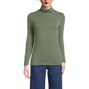 Lands' End Women LWCM Shaped Turtleneck White Regular Medium