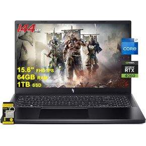 acer Nitro V 15 Gaming Laptop 15.6" FHD IPS 144Hz Intel 10-core i7-13620H 64GB RAM 4TB SSD GeForce RTX 4060 Backlit USB-C Win11 w/ICP Accessory