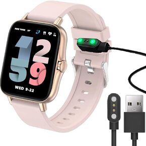 Compatible for Popglory 1.85'' P66 Smart Watch Charger, Magnetic USB Charging Cable Replacement Charger Cable Compatible with ANDFZ T42 1.72 /T42/Geelyda Y20 Pro/ANDFZ T33S Watch (2 Pack-Black+Black)