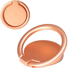 [2 Pack] Small Round Matte Finish Cell Phone Ring Holder Stand,360 Degree Rotation and 180 Degree Adjustable Finger Ring Kickstand with Frosted Metal Phone Grip (Rose Gold)
