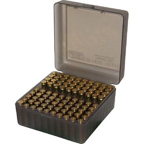 MTM 100 Round Flip-Top Rifle Ammo Box, Medium, Clear Smoke