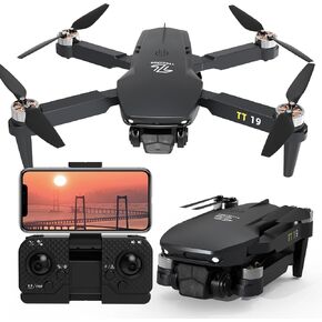 Drone wtih Camera For Beginners Obstacle Avoidance RC Drone for Adults Brushless Motor 1080P HD Camera 5G Wifi FPV Foldable Mini Quadcopter 3D Flips Altitude Hold TT19 UAV with Propeller Guards