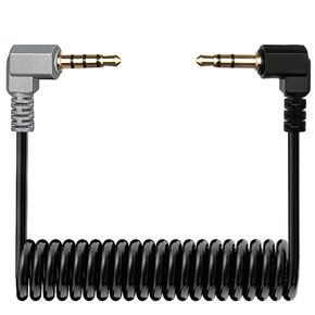 TRS to TRRS Cable 3.5mm Microphone Cable, 1/8 Male to Male Coiled Right Angle Mic Cord Compatible iPhone, Smartphone with Tablets (Black)