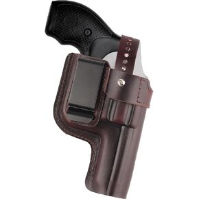 Top-Grain Leather OWB J Frame Revolver Holster Fits Taurus Model 327 605 856 905 942 for S&W 60 360PD 442 637 640 642 fits SP101, 2", 2.25" & 2.5", 3" Barrel, Outside Waistband